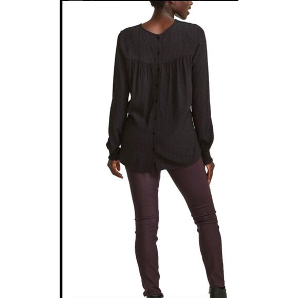 FAT FACE Black Viscose Button Back L/S Peasant Style "ELLEN" Tunic Sz 2 NWT - Picture 6 of 15